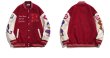 画像4: R & star embroidery baseball uniform BASEBALL JACKET  blouson  ユニセックス 男女兼用R＆スター星刺繍エンブレムスタジアムジャンパー スタジャン MA-1 ボンバー ジャケット ブルゾン (4)