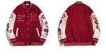 画像4: R & star embroidery baseball uniform BASEBALL JACKET  blouson  ユニセックス 男女兼用R＆スター星刺繍エンブレムスタジアムジャンパー スタジャン MA-1 ボンバー ジャケット ブルゾン (4)
