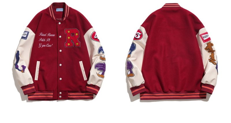 画像4: R & star embroidery baseball uniform BASEBALL JACKET  blouson  ユニセックス 男女兼用R&スター星刺繍エンブレムスタジアムジャンパー スタジャン MA-1 ボンバー ジャケット ブルゾン (4)