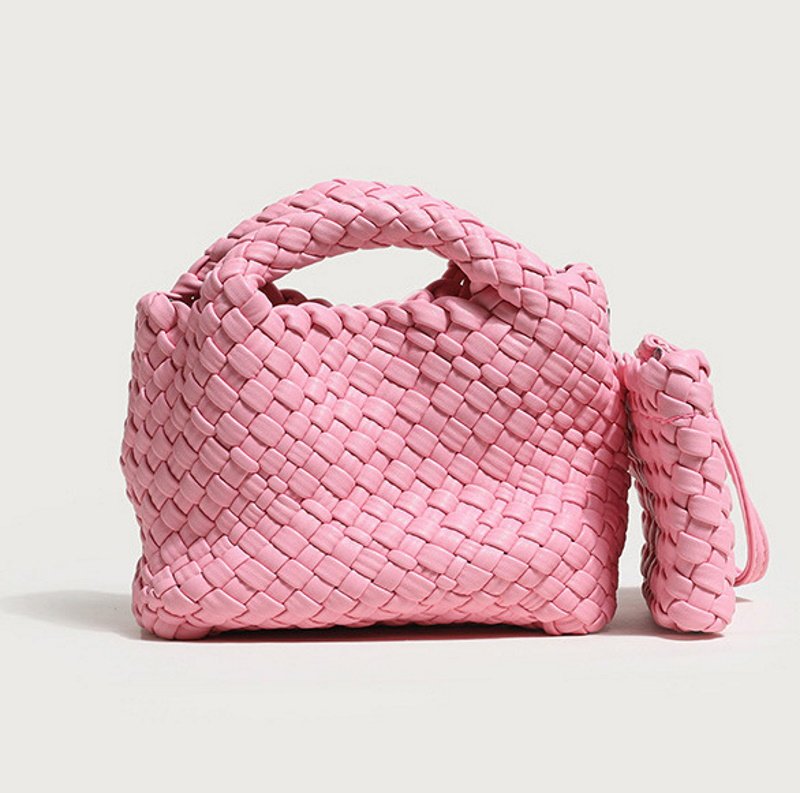 画像16: Woven leather mini braided tote shoulder bag 　レザーミニ編み込みショルダートートバッグ (16)