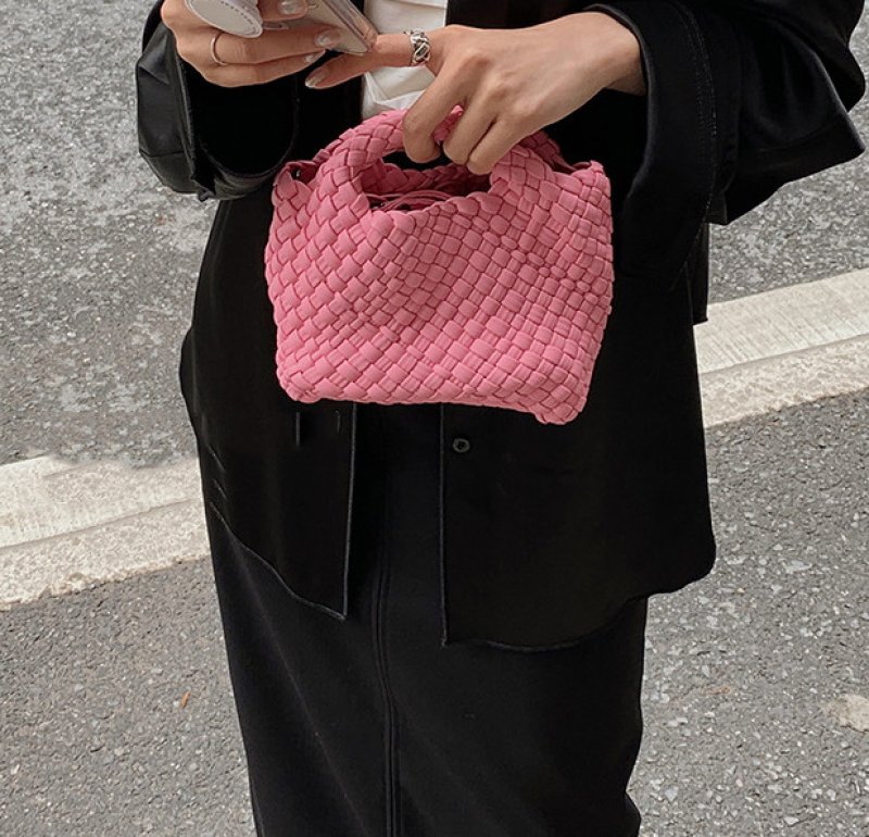 画像14: Woven leather mini braided tote shoulder bag 　レザーミニ編み込みショルダートートバッグ (14)