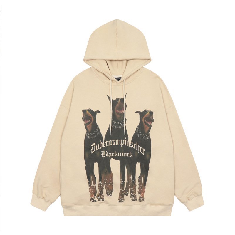 画像2: Doberman dog print hoodie sweater ユニセックス 男女兼用ドーベルマン 犬 ドッグプリントフーディパーカー (2)