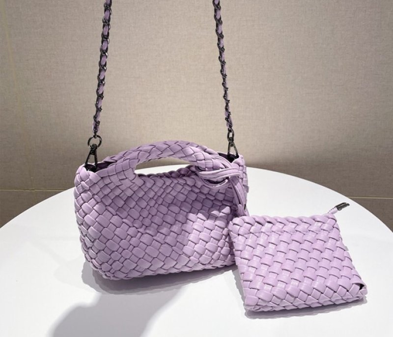 画像4: Woven leather mini braided tote shoulder bag 　レザーミニ編み込みショルダートートバッグ (4)