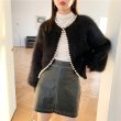 画像7: Pearl imitation mink Wool Knit Cardigan 真珠付 モヘア パール付き カーディガン セーター ボレロ ウール (7)