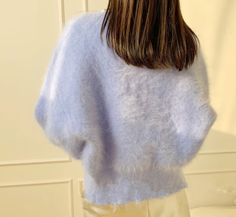 画像6: Pearl imitation mink Wool Knit Cardigan 真珠付 モヘア パール付き カーディガン セーター ボレロ ウール (6)