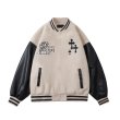 画像3: Front and back bf cross embroidery baseball uniform BASEBALL JACKET  blouson  ユニセックス 男女兼用フロント&バックBFクロススタジアムジャンパー スタジャン MA-1 ボンバー ジャケット ブルゾン (3)