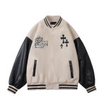 画像3: Front and back bf cross embroidery baseball uniform BASEBALL JACKET  blouson  ユニセックス 男女兼用フロント&バックBFクロススタジアムジャンパー スタジャン MA-1 ボンバー ジャケット ブルゾン (3)