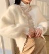画像11: Pearl imitation mink Wool Knit Cardigan 真珠付 モヘア パール付き カーディガン セーター ボレロ ウール (11)