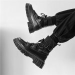 画像5: Men's  Lace-up Flying knitted socks Martin boots　メンズレザーレースアップソックスマーティンブーツ (5)