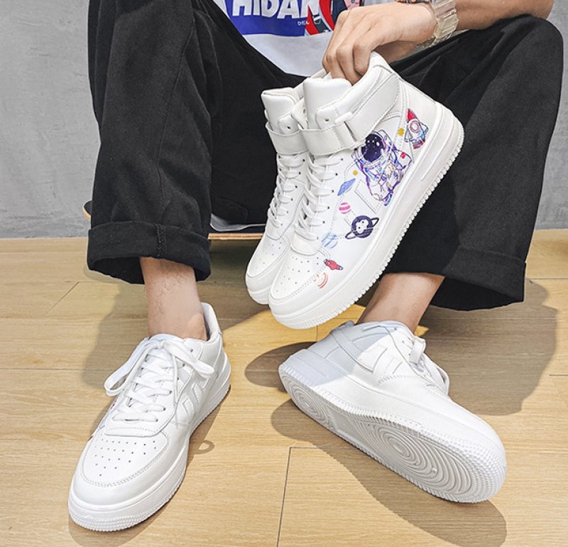 画像7:  Men's Astronaut high and low cut leather sneakers　 ユニセックス男女兼用 宇宙飛行士ハイカット＆ローカットレザースニーカーカジュアル シューズ (7)