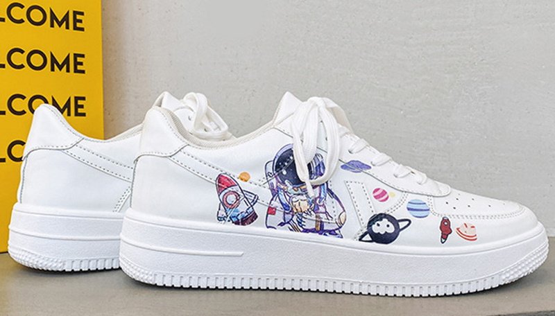 画像4:  Men's Astronaut high and low cut leather sneakers　 ユニセックス男女兼用 宇宙飛行士ハイカット＆ローカットレザースニーカーカジュアル シューズ (4)