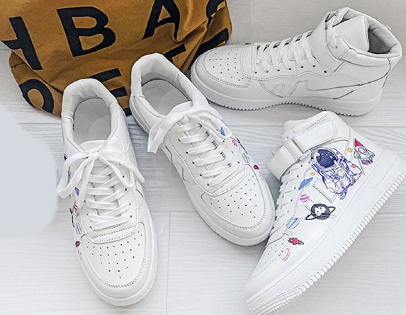 画像3:  Men's Astronaut high and low cut leather sneakers　 ユニセックス男女兼用 宇宙飛行士ハイカット＆ローカットレザースニーカーカジュアル シューズ (3)