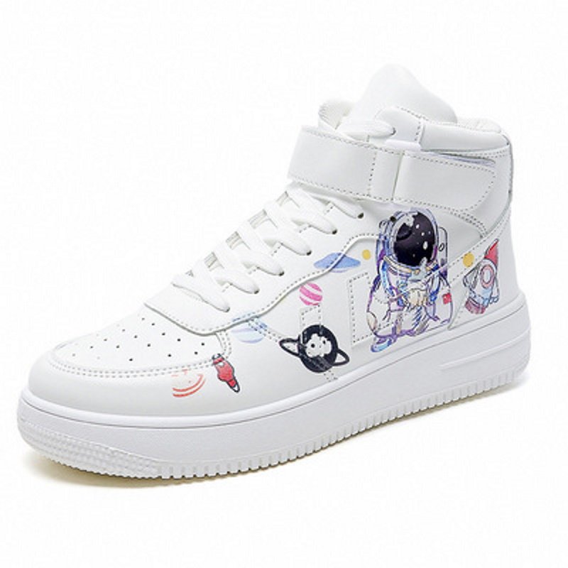 画像1:  Men's Astronaut high and low cut leather sneakers　 ユニセックス男女兼用 宇宙飛行士ハイカット＆ローカットレザースニーカーカジュアル シューズ (1)