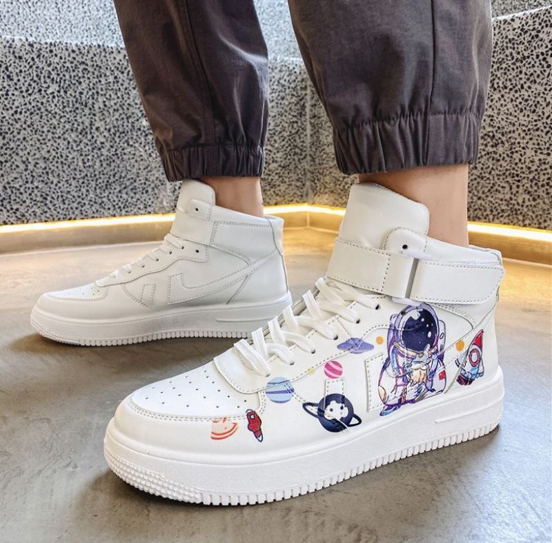 画像5:  Men's Astronaut high and low cut leather sneakers　 ユニセックス男女兼用 宇宙飛行士ハイカット＆ローカットレザースニーカーカジュアル シューズ (5)