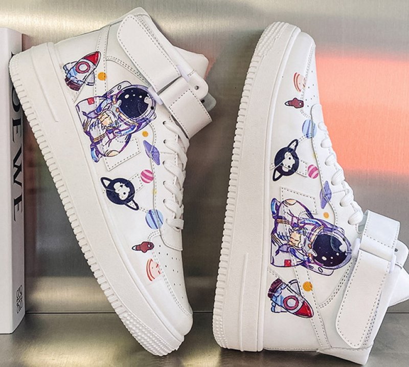 画像8:  Men's Astronaut high and low cut leather sneakers　 ユニセックス男女兼用 宇宙飛行士ハイカット＆ローカットレザースニーカーカジュアル シューズ (8)