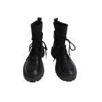 画像2: Men's  Lace-up Flying knitted socks Martin boots　メンズレザーレースアップソックスマーティンブーツ (2)