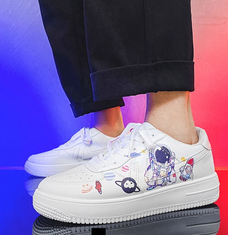 画像6:  Men's Astronaut high and low cut leather sneakers　 ユニセックス男女兼用 宇宙飛行士ハイカット＆ローカットレザースニーカーカジュアル シューズ (6)