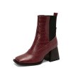 画像5: Western chunky heel ankle boots women's boots 　ウエスタン チャンキーヒールレザーブーツ  チェルシーブーツショートブーツ (5)