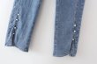 画像4: waist double-button elastic pearl slit denim nine-point pants denim Pants jeans  ウエストダブルボタンパールスリット9分丈デニムデニムパンツ ジーンズ (4)