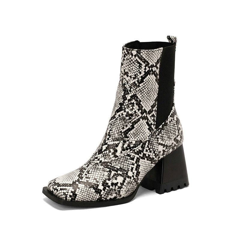 画像14: Western chunky heel ankle boots women's boots 　ウエスタン チャンキーヒールレザーブーツ  チェルシーブーツショートブーツ (14)