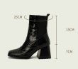 画像15: Western chunky heel ankle boots women's boots 　ウエスタン チャンキーヒールレザーブーツ  チェルシーブーツショートブーツ (15)