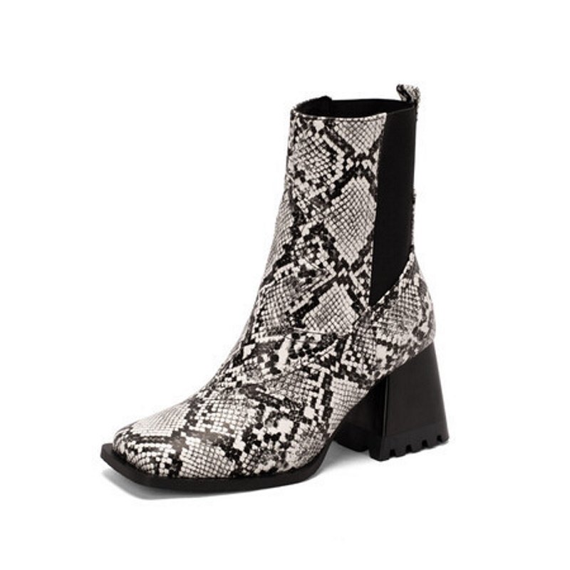 画像4: Western chunky heel ankle boots women's boots 　ウエスタン チャンキーヒールレザーブーツ  チェルシーブーツショートブーツ (4)