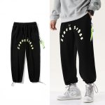 画像4: Unisex alphabet logo embroidery Sweatpants trousers 　ユニセックス男女兼用アルファベットロゴ刺繍 スウェットパンツロングパンツロゴスウェットパンツ (4)