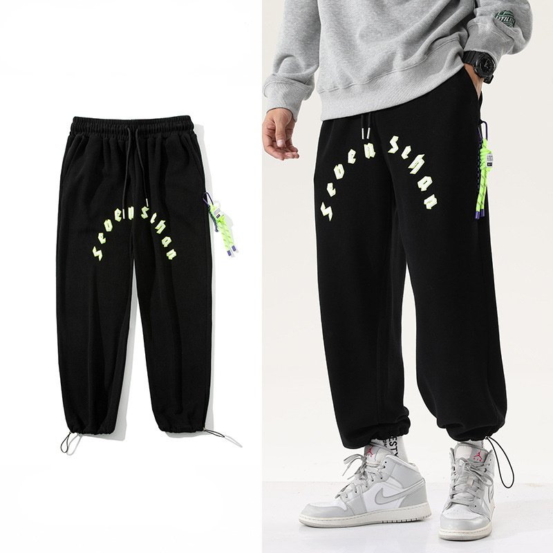 画像4: Unisex alphabet logo embroidery Sweatpants trousers  ユニセックス男女兼用アルファベットロゴ刺繍 スウェットパンツロングパンツロゴスウェットパンツ (4)