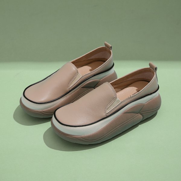 画像13: women's Step on shit feeling platform wedge heel Britishl oafers  Pumps　厚底プラットフォームシンプルレトロレザースリッポンオックスフォードシューズ パンプス　 (13)