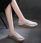 画像9: women's Step on shit feeling platform wedge heel Britishl oafers  Pumps　厚底プラットフォームシンプルレトロレザースリッポンオックスフォードシューズ パンプス　 (9)