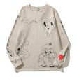 画像1: Love Heart Comic Print Long Sleeve T-shirt　ユニセックス男女兼用ラブハートコミックプリント長袖Tシャツプルオーバートレーナー (1)