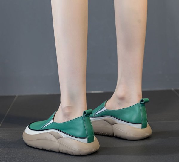 画像10: women's Step on shit feeling platform wedge heel Britishl oafers  Pumps　厚底プラットフォームシンプルレトロレザースリッポンオックスフォードシューズ パンプス　 (10)
