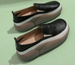 画像12: women's Step on shit feeling platform wedge heel Britishl oafers  Pumps　厚底プラットフォームシンプルレトロレザースリッポンオックスフォードシューズ パンプス　 (12)