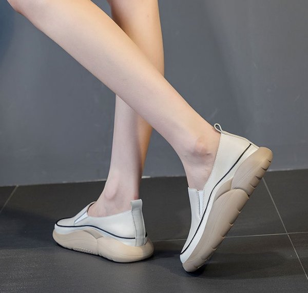 画像11: women's Step on shit feeling platform wedge heel Britishl oafers  Pumps　厚底プラットフォームシンプルレトロレザースリッポンオックスフォードシューズ パンプス　 (11)