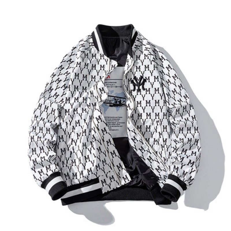 画像3: NBA NY ×NASAlogo monogram BASEBALL JACKET  blouson  ユニセックス 男女兼用 NASA ×NBA NY ナサ×ニューヨークヤンキースロゴモノグラムジャケットスタジアムジャンパー スタジャン MA-1 ボンバー ジャケット ブルゾン (3)