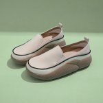 画像7: women's Step on shit feeling platform wedge heel Britishl oafers  Pumps　厚底プラットフォームシンプルレトロレザースリッポンオックスフォードシューズ パンプス　 (7)