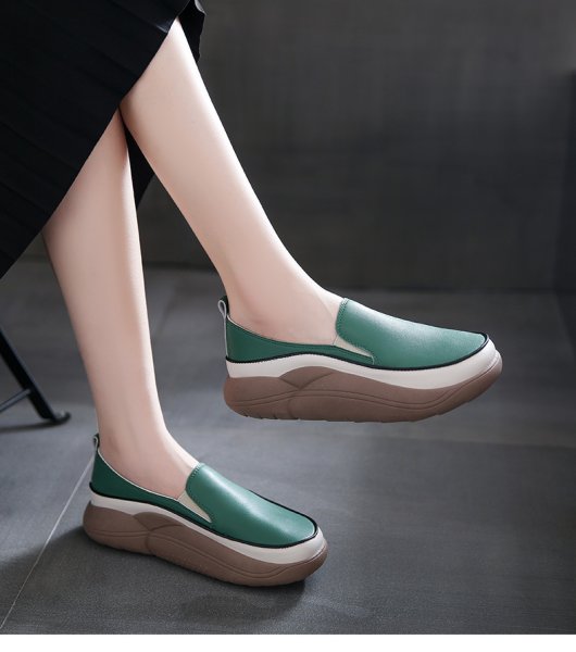 画像8: women's Step on shit feeling platform wedge heel Britishl oafers  Pumps　厚底プラットフォームシンプルレトロレザースリッポンオックスフォードシューズ パンプス　 (8)