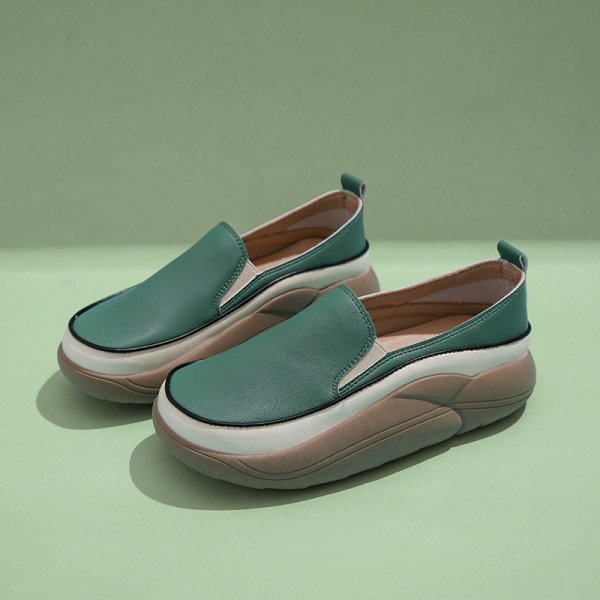 画像6: women's Step on shit feeling platform wedge heel Britishl oafers  Pumps　厚底プラットフォームシンプルレトロレザースリッポンオックスフォードシューズ パンプス　 (6)