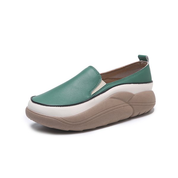 画像2: women's Step on shit feeling platform wedge heel Britishl oafers  Pumps　厚底プラットフォームシンプルレトロレザースリッポンオックスフォードシューズ パンプス　 (2)