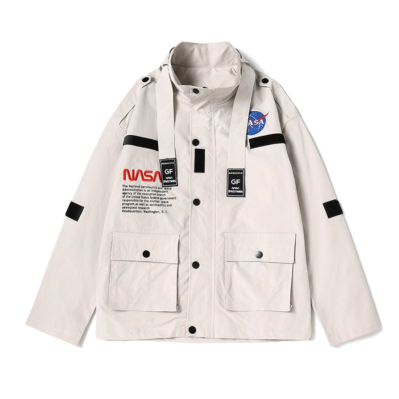 エンブレムプリント フード付きジャケット セット Nasa windbreaker jacket ユニセックス 男女兼用 NASA ナサ刺繍