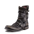 画像6: Men's leather  round head belt buckle side zipper thick heel casual men's boots Martin boots　ユニセックス男女兼用USE加工バックル サイド ジッパーヒールレザーブーツマーティンブーツ (6)