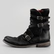 画像2: Men's leather  round head belt buckle side zipper thick heel casual men's boots Martin boots　ユニセックス男女兼用USE加工バックル サイド ジッパーヒールレザーブーツマーティンブーツ (2)