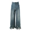 画像6: Tassel Wide Leg Jeans High Waist Mop Pants denim Pants jeans  ハイ ウエスト タッセル ワイドレッグモップ パンツデニムパンツ ジーンズ (6)