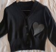 画像5:  V neck heart knit cardigan sweater Knit   V ネックハートニットカーディガンセーター (5)