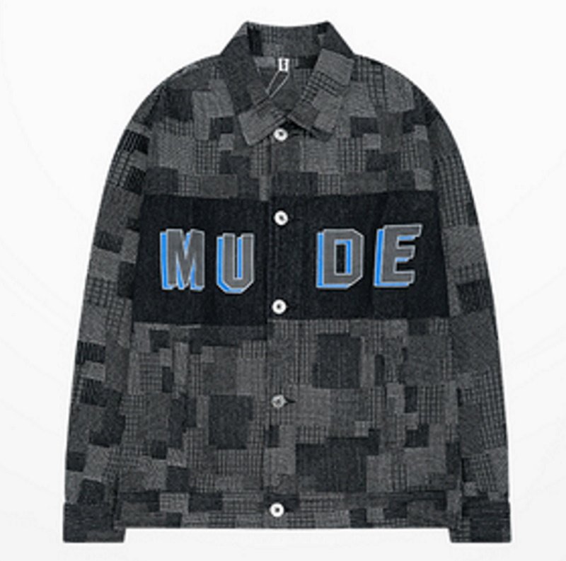 画像2: plaid letter logo Denim Jacket Denim G Jean  jacket blouson  ユニセックス 男女兼用チェック柄レターロゴ デニム ジャケットデニムGジャン ジャケット (2)