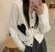 画像2:  V neck heart knit cardigan sweater Knit   V ネックハートニットカーディガンセーター (2)