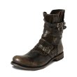 画像4: Men's leather  round head belt buckle side zipper thick heel casual men's boots Martin boots　ユニセックス男女兼用USE加工バックル サイド ジッパーヒールレザーブーツマーティンブーツ (4)