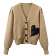 画像7:  V neck heart knit cardigan sweater Knit   V ネックハートニットカーディガンセーター (7)