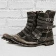 画像7: Men's leather  round head belt buckle side zipper thick heel casual men's boots Martin boots　ユニセックス男女兼用USE加工バックル サイド ジッパーヒールレザーブーツマーティンブーツ (7)