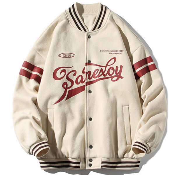 画像1:  loose stitching hip-hop baseball uniform jacket blouson  ユニセックス 男女兼用ヒップホップステッチジャケットスタジアムジャンパー スタジャン MA-1 ボンバー ジャケット ブルゾン (1)